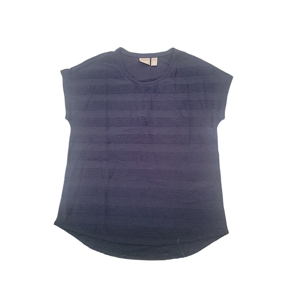 CHICO'S‎ Stella NEW Novelty Navy Blue Blouse 1 Beach Coastal Comfort
